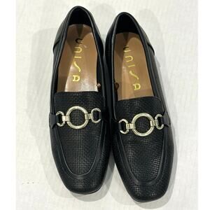 Unisa black womens textured flats loafers size 6M new without tags box